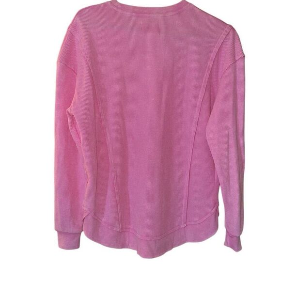 Sunnyside By Sundry Pink Crew Neck Long Sleeve Waffle Thermal Shirt Ladies Small - Picture 2 of 8
